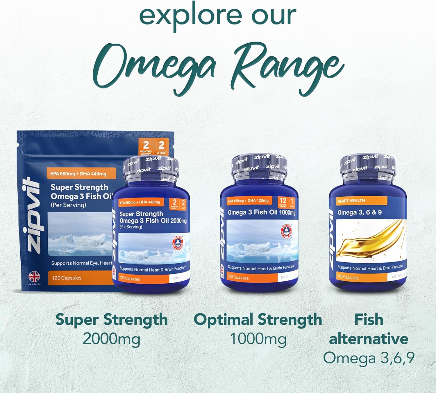 Omega 3 Fish Oil 2000mg, EPA 660mg DHA 440mg per Daily Serving. 120 Capsules (2 Months Supply). Supports Heart, Brain Function and Eye Health. 2 Capsules Per Serving