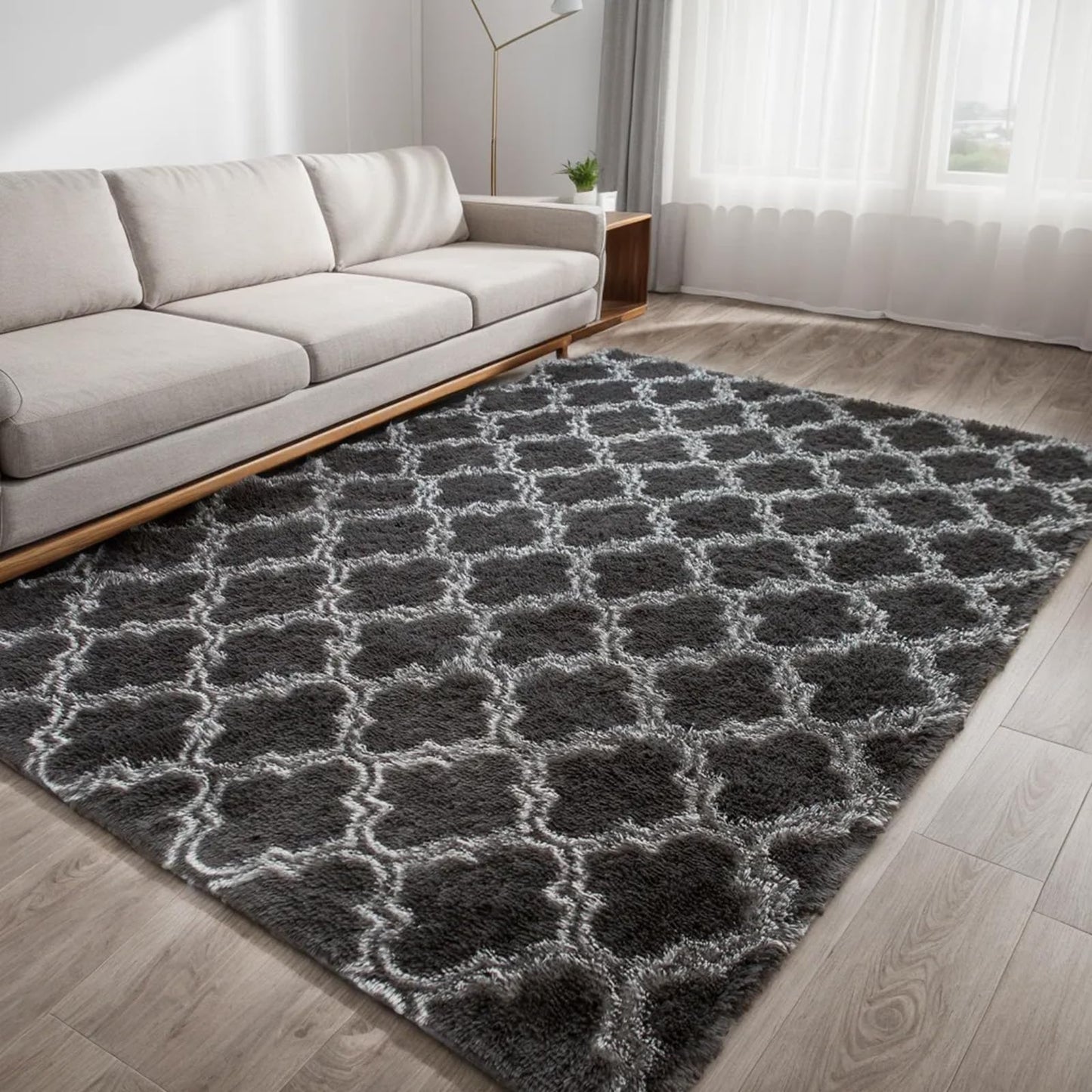 Rugs Living Room Large Rugs Bedroom Anti Skid Rug Shaggy Soft Rug for Living Room Bedroom Play Area Kids Room Luxury Decorative (Dark Grey, 180x270cm)