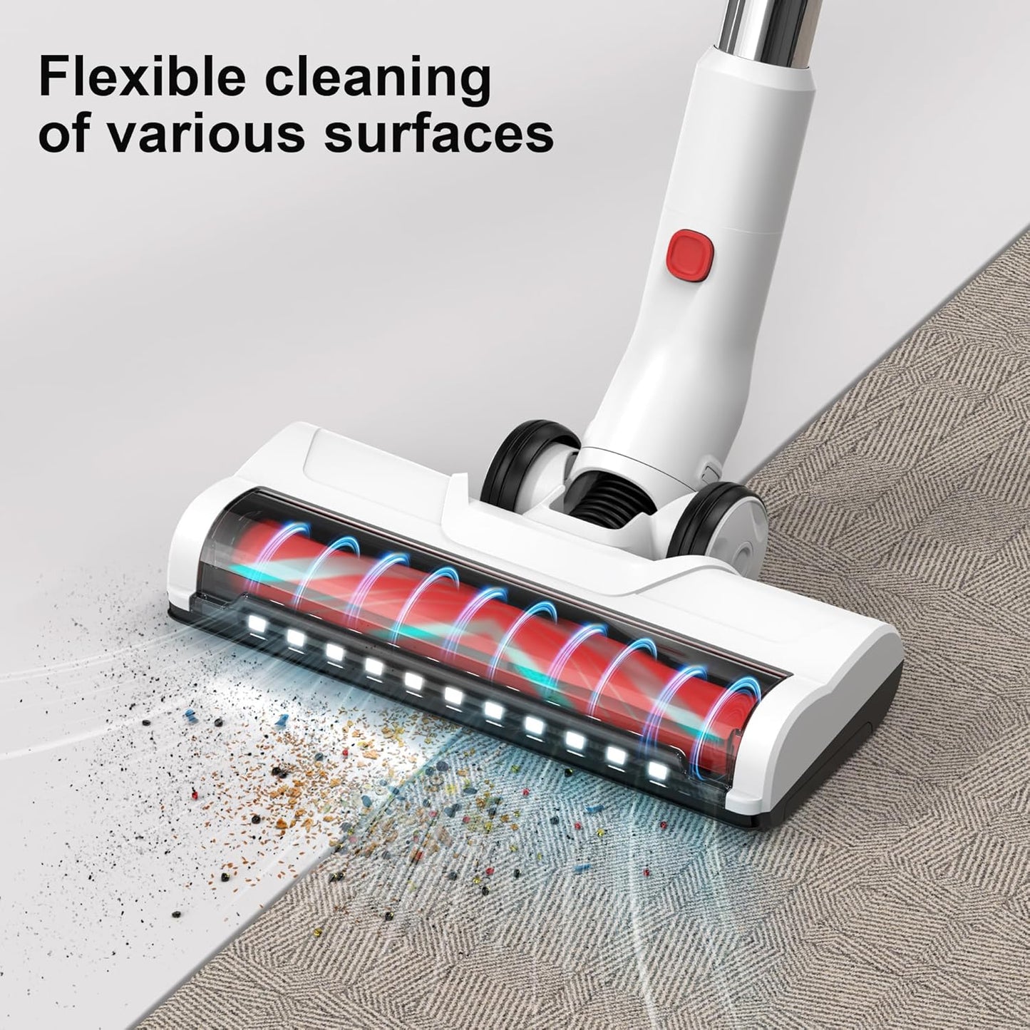 Cordless Vacuum Cleaner Stick Vacuums - Electric Brooms Powerful Lightweight Vaccum Cleaners Upright Handheld Rechargeable Lithium-Ion Battery Wireless for Home Hardwood Floor Carpets Car