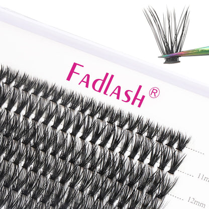 FADLASH DIY Lash Extension Kit Individual Lashes Clusters30P+40P D Curl 8-16mm Lash Bond and Seal, Clusters Lash Glue Remover and Eyelash Tweezers for Eyelash Extensions