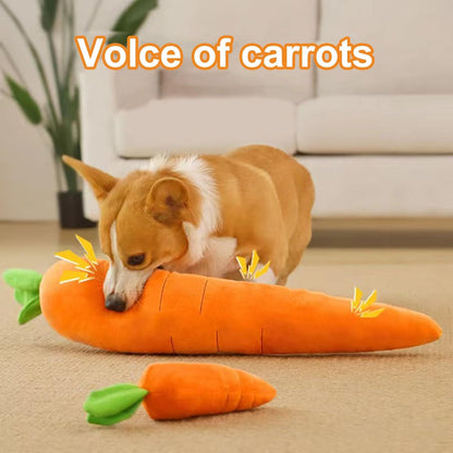 TUGME Cute Carrot With Soft Squeaker Carrot Shape Pet Plush Toy With Sound Bite-Resistant Soft Comfortable Dog Toy