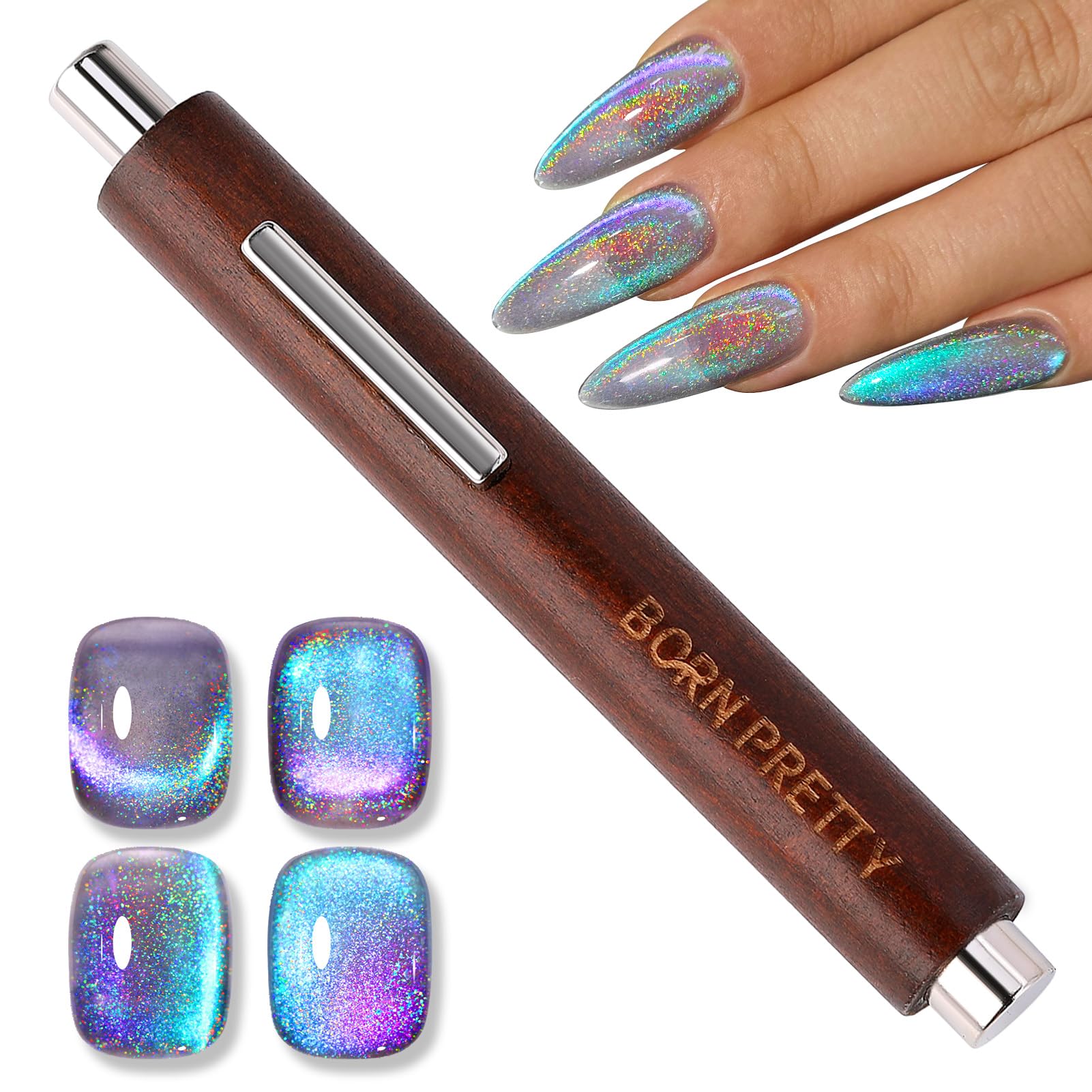 BORN PRETTY 6 Colors Jelly Nude Pink Cat Magnetic Eye Gel Polish Set with Magnet, Soak-Off U V/LED Iridescent Cat Gel for Nail Art Salon DIY Home