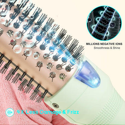 K&K Curling Iron with Tourmaline Ceramic Barrel, 32 mm Heated Round Brush, Professional 1.25 Inch Hair Curler up to 180°C Dual Voltage for Traveling, Hair Waving Style Tool, Ionic Thermal Brush