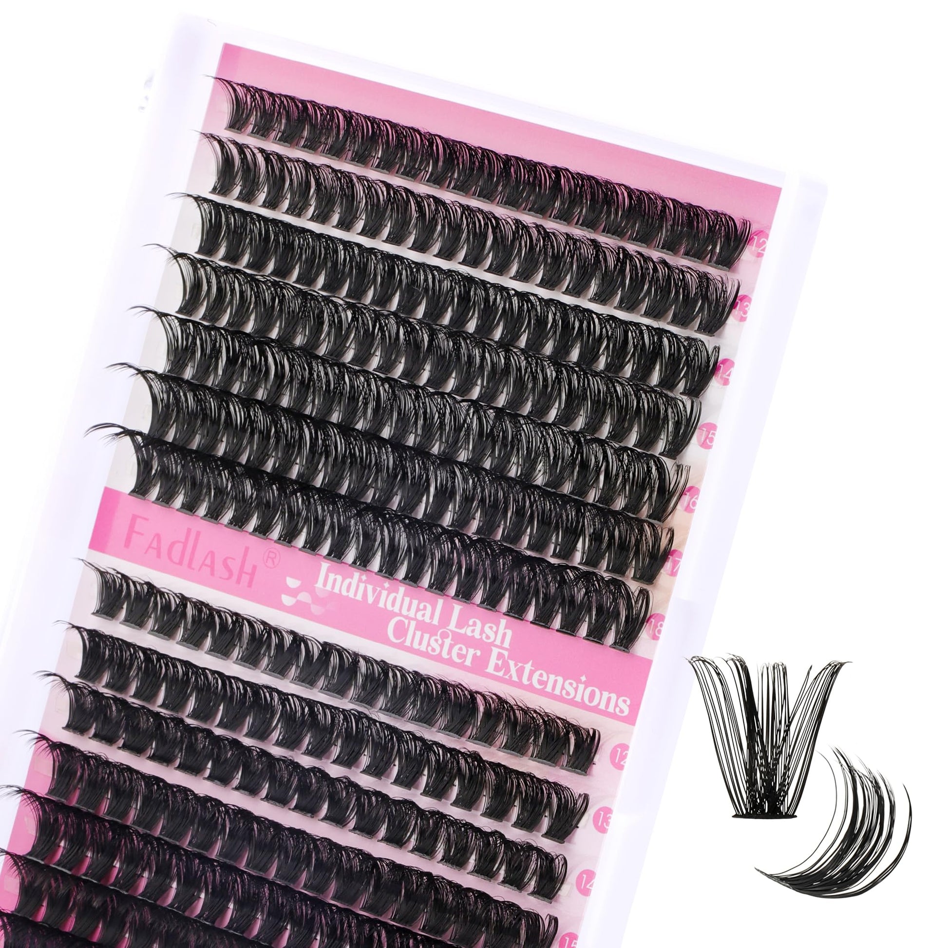 FADLASH DIY Lash Extension Kit Individual Lashes Clusters30P+40P D Curl 8-16mm Lash Bond and Seal, Clusters Lash Glue Remover and Eyelash Tweezers for Eyelash Extensions