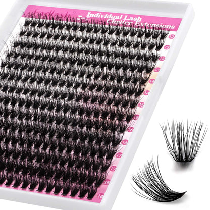 FADLASH DIY Lash Extension Kit Individual Lashes Clusters30P+40P D Curl 8-16mm Lash Bond and Seal, Clusters Lash Glue Remover and Eyelash Tweezers for Eyelash Extensions