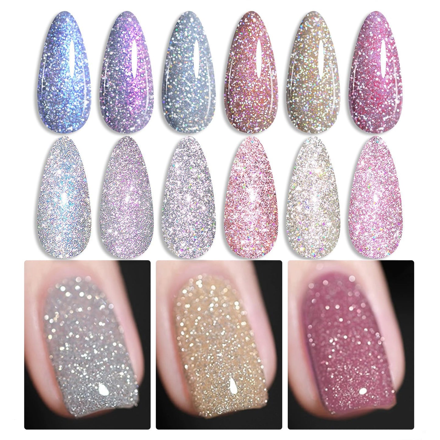 BORN PRETTY 6 Colors Jelly Nude Pink Cat Magnetic Eye Gel Polish Set with Magnet, Soak-Off U V/LED Iridescent Cat Gel for Nail Art Salon DIY Home