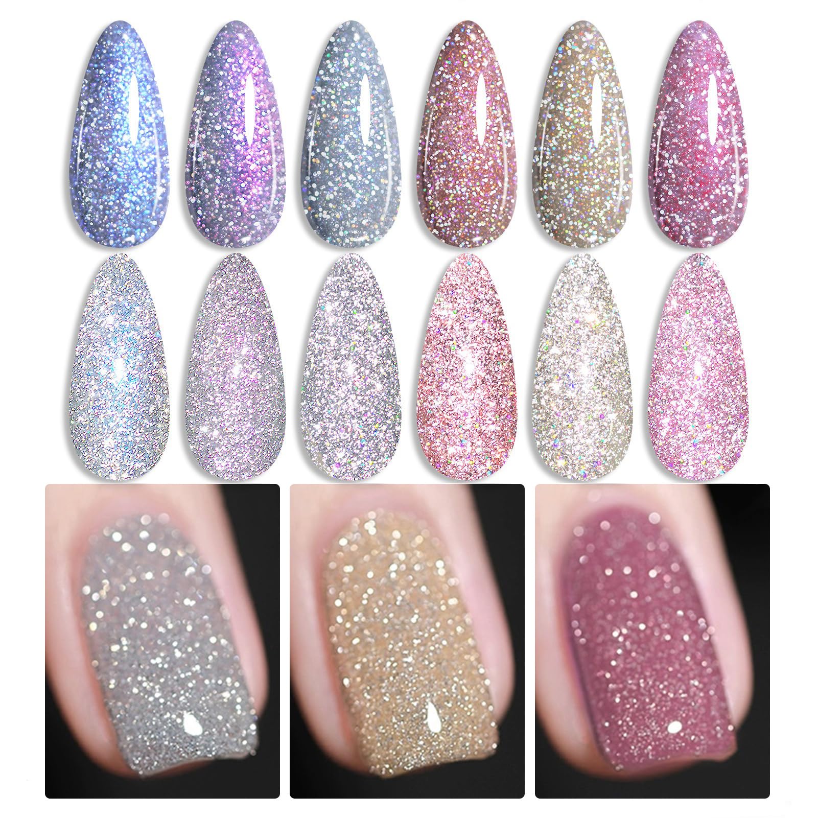BORN PRETTY 6 Colors Jelly Nude Pink Cat Magnetic Eye Gel Polish Set with Magnet, Soak-Off U V/LED Iridescent Cat Gel for Nail Art Salon DIY Home