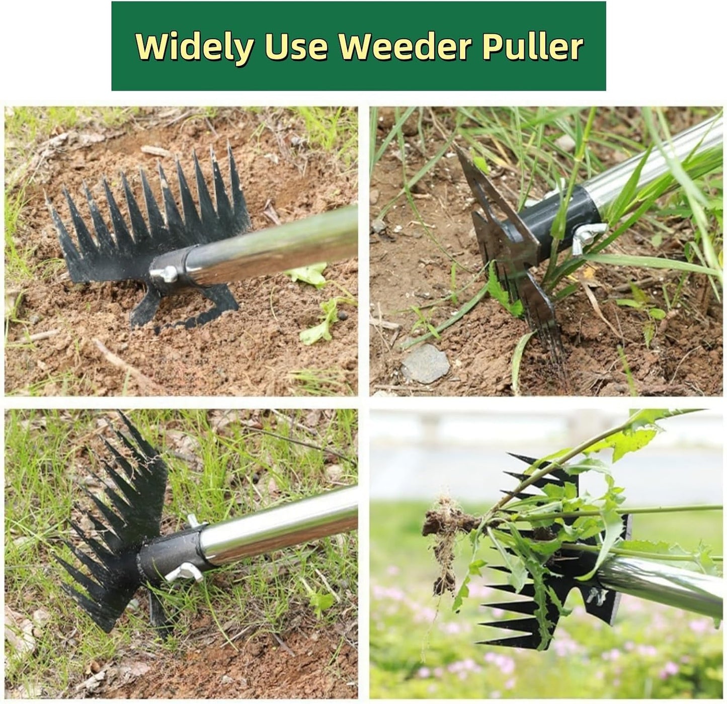 Weed Puller Tool with Long Handle, 2 in 1 Manual Weed Rake and Garden Hoe 150cm Weed Remover Gardening Tools Weeding Pull for Garden Yard Lawn Patio Kids Adluts (F)