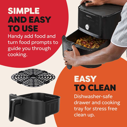 Instant Vortex Digital Single Drawer Air Fryer with Easy to Use 4 Smart Programmes - Air Fry, Bake, Roast and Reheat Capacity, Non-Stick and Dishwasher Safe Basket, Black - 5.7 Litre, 1700W