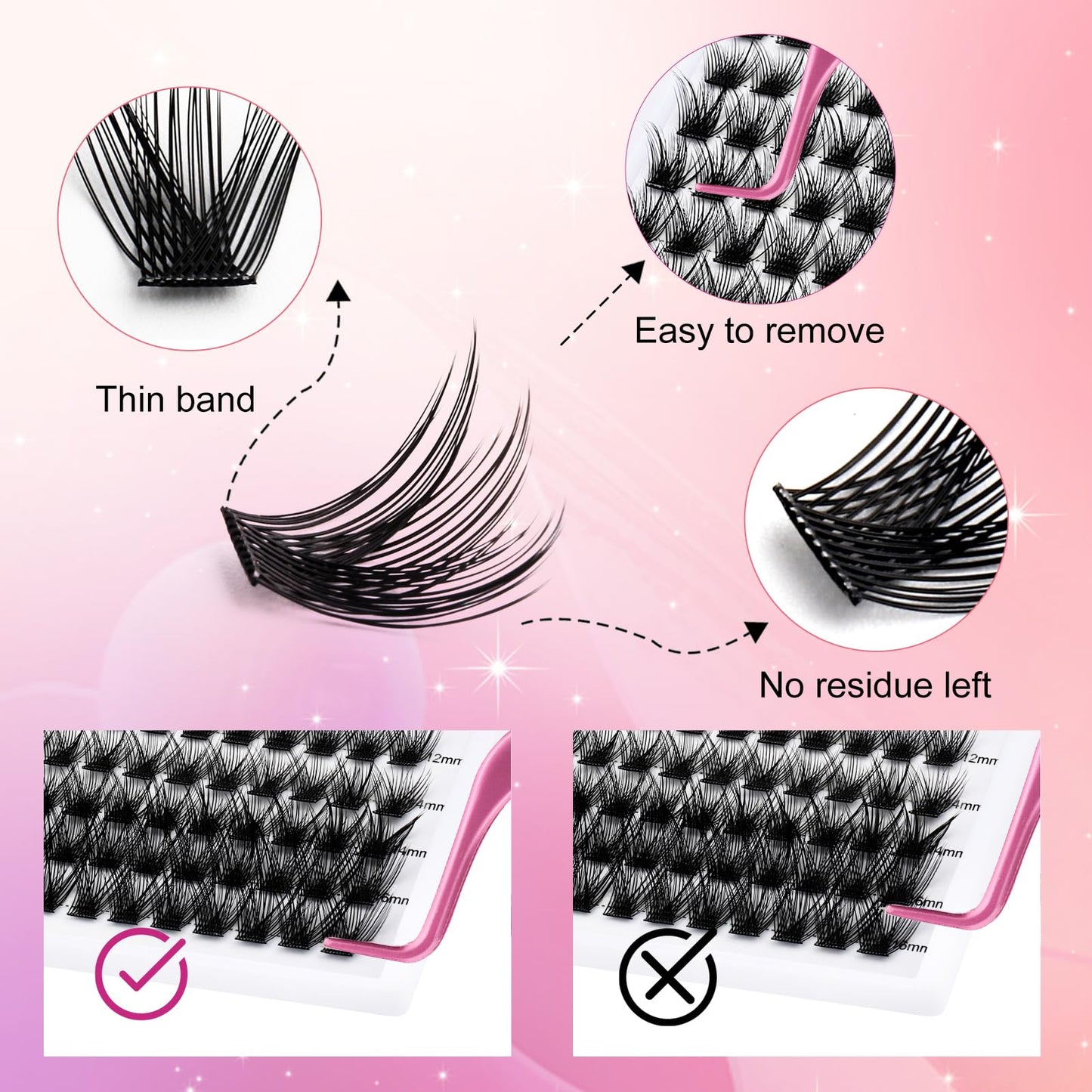 FADLASH DIY Lash Extension Kit Individual Lashes Clusters30P+40P D Curl 8-16mm Lash Bond and Seal, Clusters Lash Glue Remover and Eyelash Tweezers for Eyelash Extensions