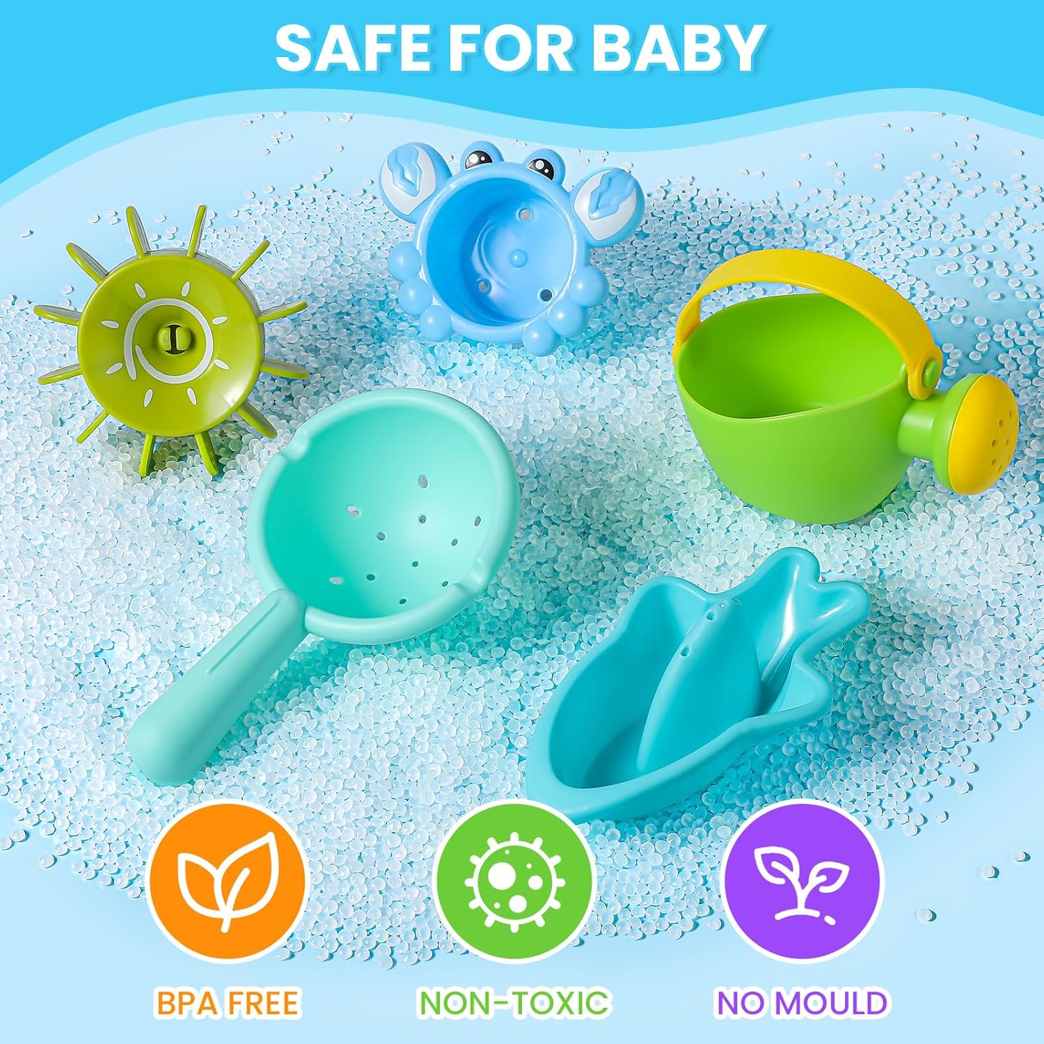 Baby Bath Toys for 1 2 3 4 Year Olds Toddler Kids - 10PCS Mould Free Water Play Swimming Pool Toys No Mould Watering Can Bath Boats Bath Cups for Boys Girls