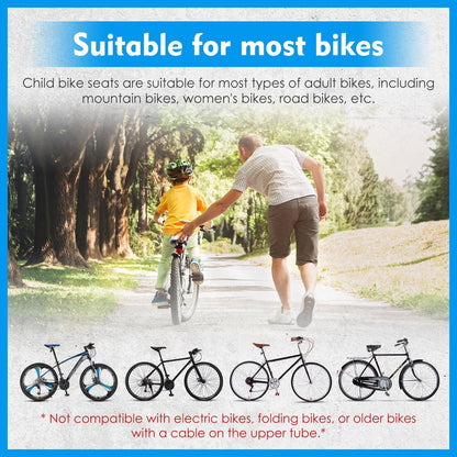 Kids Bike Seats with Bike Handlebars, Safe Child Front Seat Comfortable Front Mounted Bicycle Seats for Children 2-6 Years (up to 30kg) Fits All Mountain Bikes