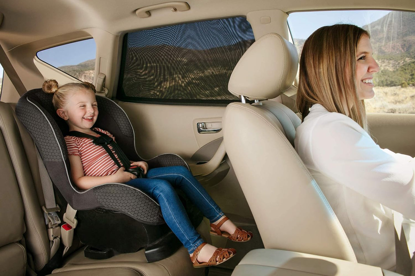 Car Rear Children's Window Shades for Baby (Pack of Two) - Stretchable & Breathable Window Screens for Sun Protection Sunshade, Car Window Shade All-round Protection for Kids - Fits Most Vehicles