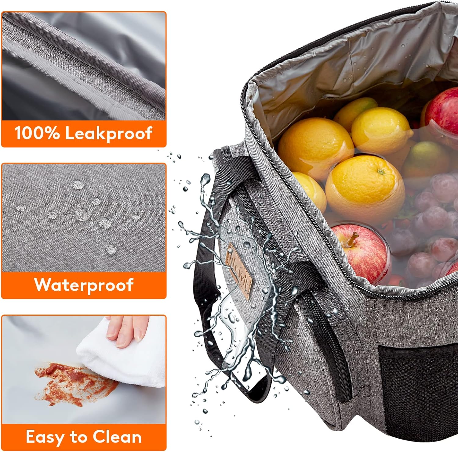 Lifewit 15L (24 Cans) Insulated Lunch Bag, Cooler Bag for Lunch/Work/School/Beach/Picnic (Grey)