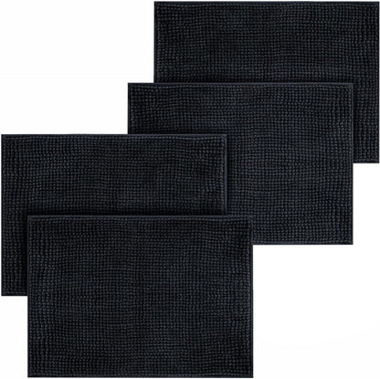 Bath Mat Non Slip Anti Mould 40 x 60 cm – Grey Chenille Bathroom Mat Extra Soft & Fluffy Bathmat Machine Washable Super Water Absorption Shower Mat