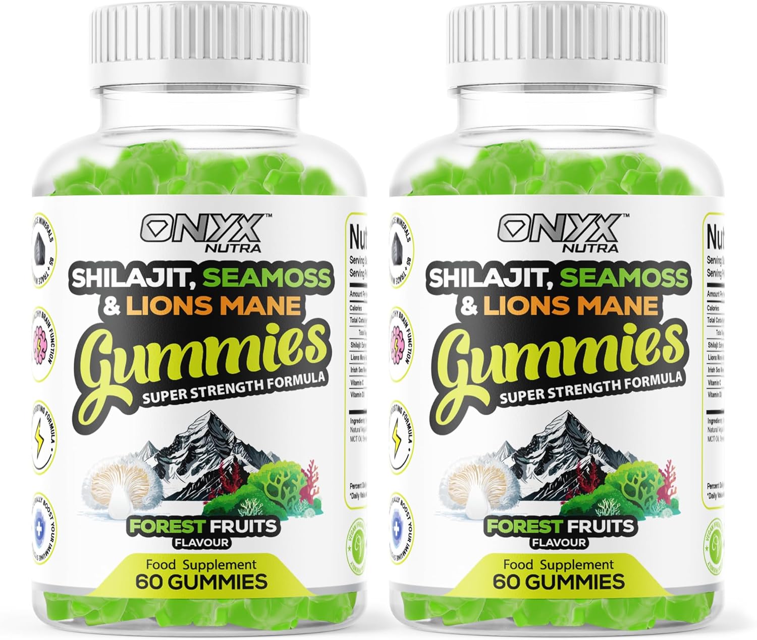 Shilajit, Sea Moss & Lion's Mane Gummies - 3000mg Adaptogen Blend with Vitamin D3 & C - 3 in 1, Immune Support & Energy Booster 85+ Trace Minerals - Vegan Friendly- 120 Gummies (60 Servings)