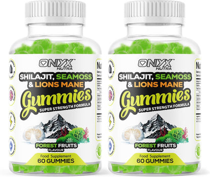 Shilajit, Sea Moss & Lion's Mane Gummies - 3000mg Adaptogen Blend with Vitamin D3 & C - 3 in 1, Immune Support & Energy Booster 85+ Trace Minerals - Vegan Friendly- 120 Gummies (60 Servings)