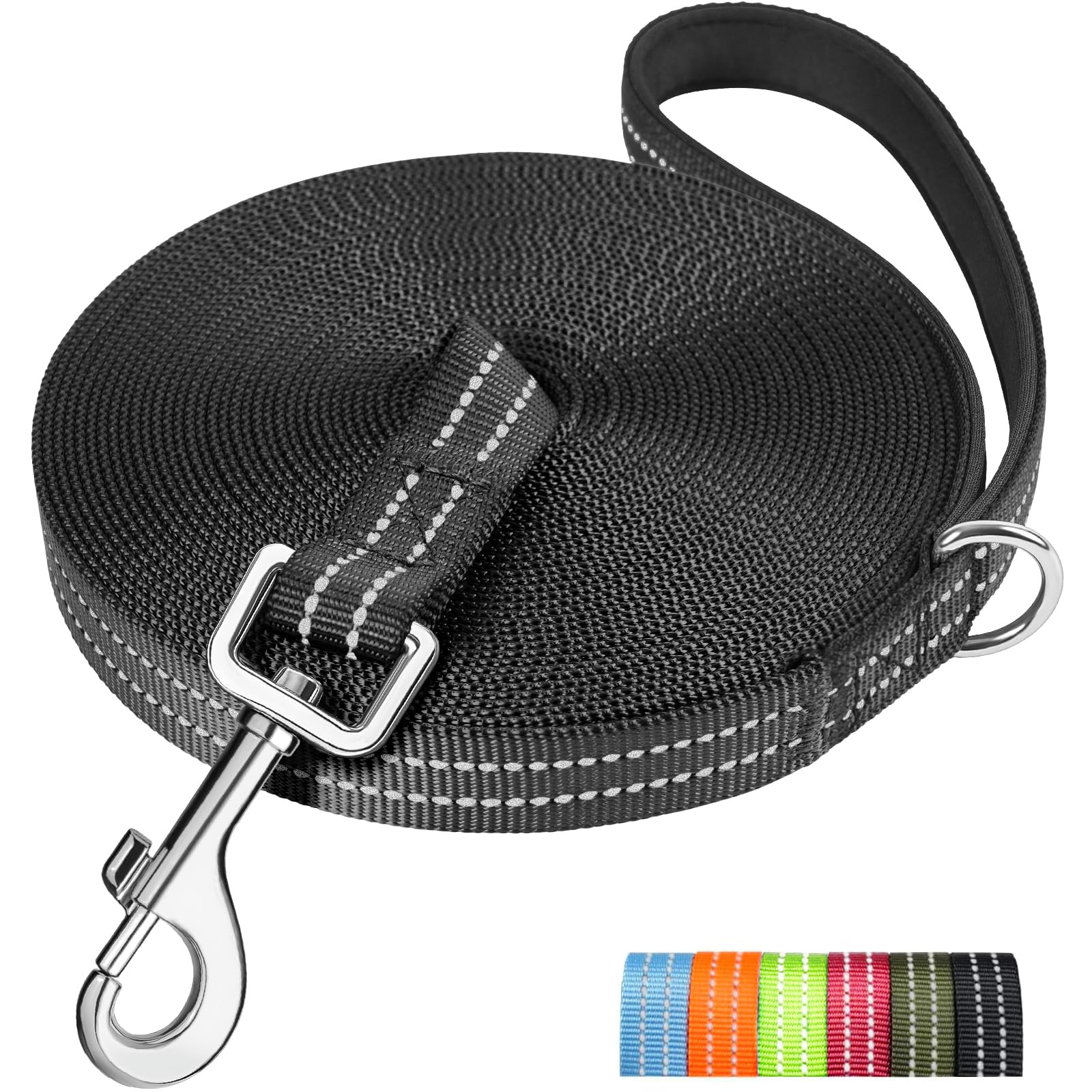 X XBEN Long Line Dog Lead, 3M 5M 10M 15M 20M 25M 30M Reflective & Lightweight Recall Training Lead for Dogs with Soft Padded Handle, Strong Extra Long Dog Lead Leash for Large Medium Small Puppy Dog
