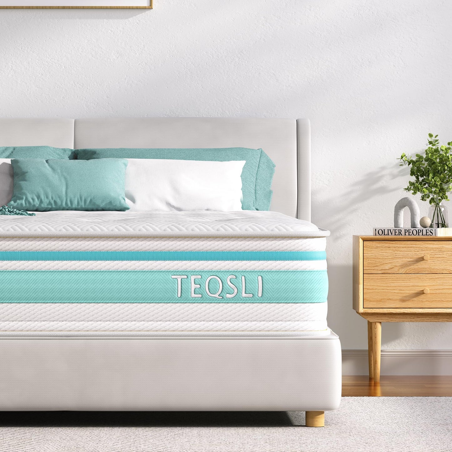 TeQsli Super King Mattress, 6FT 7-Zone Memory Foam, 10 Inch Pocket Sprung Hybrid Orthopedic Mattress Medium Firm with Pressure Relief and Motion Isolation, Super King (180x200x25cm)