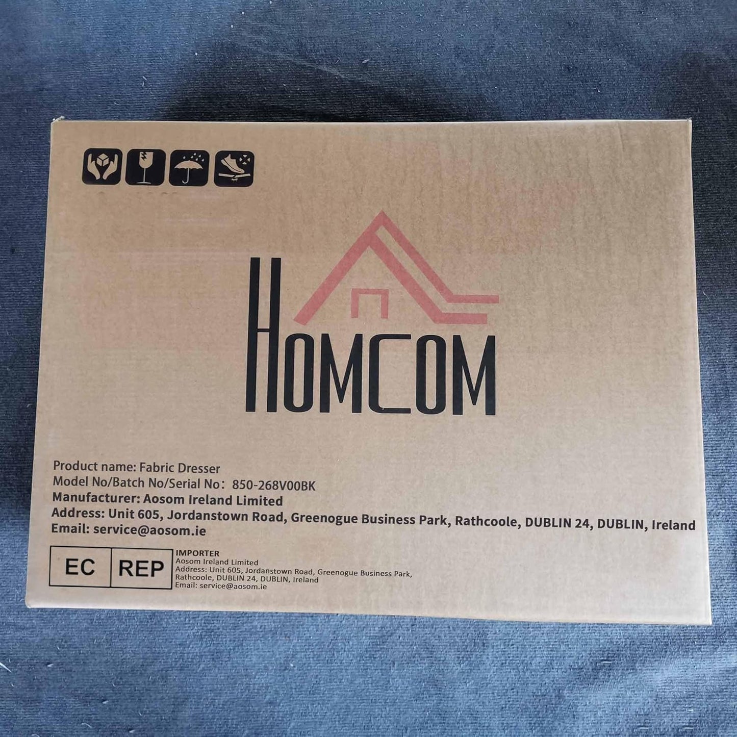 HOMCOM Fabric Chest of Drawers, Industrial Bedroom Dresser with 6 Fabric Drawers, Steel Frame and Wooden Top for Nursery, Living Room, Hallway, Black