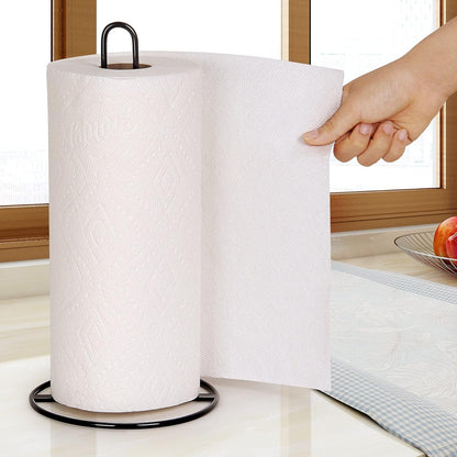 Kitchen Roll Holder Free Standing, OBODING, Paper Towel Holder Countertop, Black Kitchen Towel Holders for Standard and Large Sized Rolls, for Kitchen Countertop and Dining Table (Black)