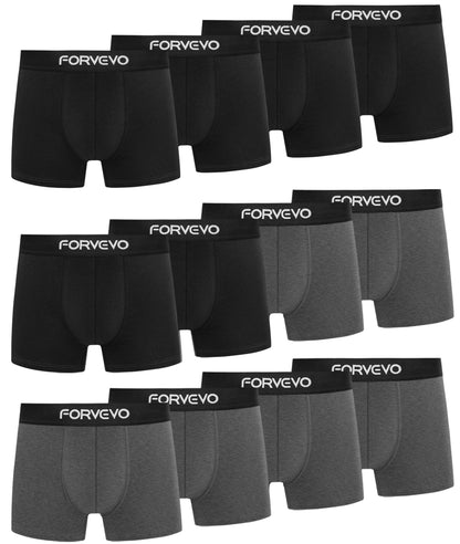 FORVEVO Mens Boxers Shorts 12 Pack, Cotton Underwear Briefs for Men, Breathable Underpants, No Itchy Labels Retro Undertrunk (M-3XL)