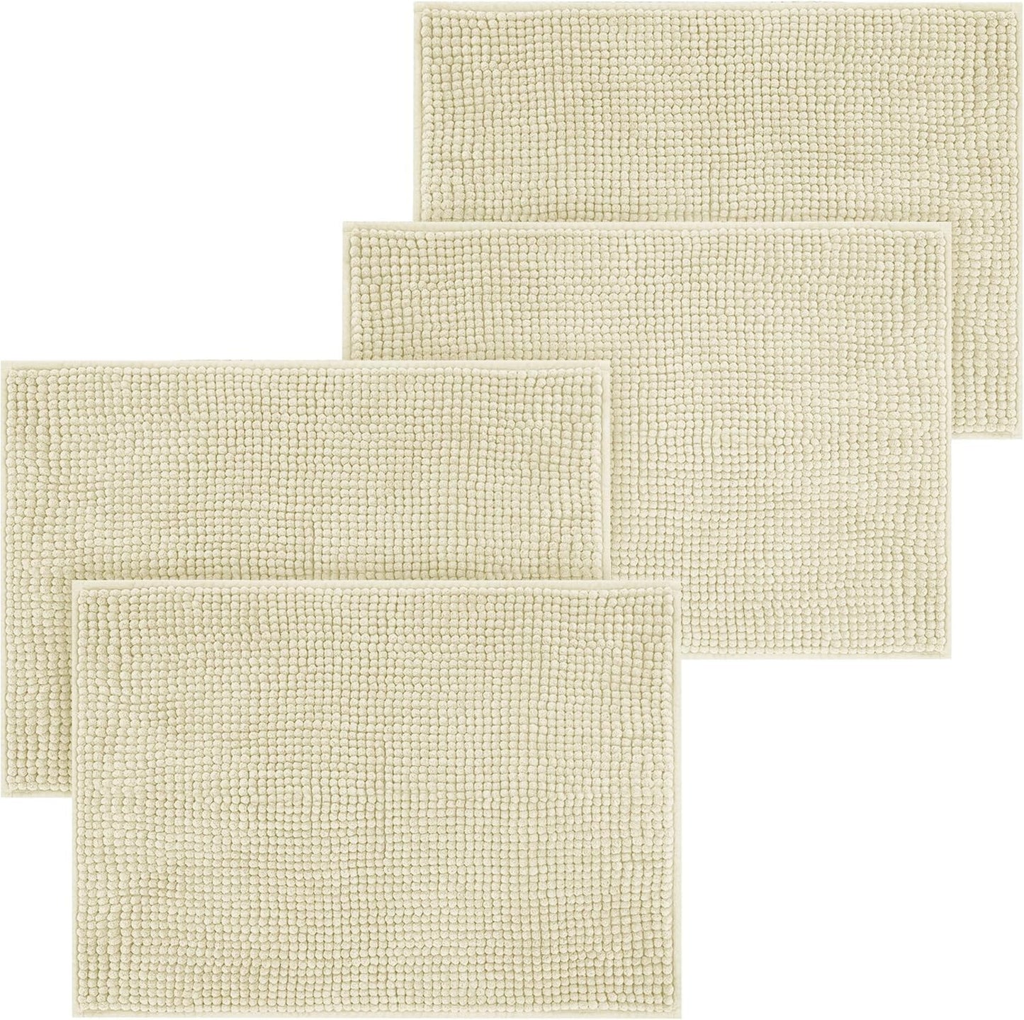 Bath Mat Non Slip Anti Mould 40 x 60 cm – Grey Chenille Bathroom Mat Extra Soft & Fluffy Bathmat Machine Washable Super Water Absorption Shower Mat