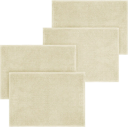 Bath Mat Non Slip Anti Mould 40 x 60 cm – Grey Chenille Bathroom Mat Extra Soft & Fluffy Bathmat Machine Washable Super Water Absorption Shower Mat