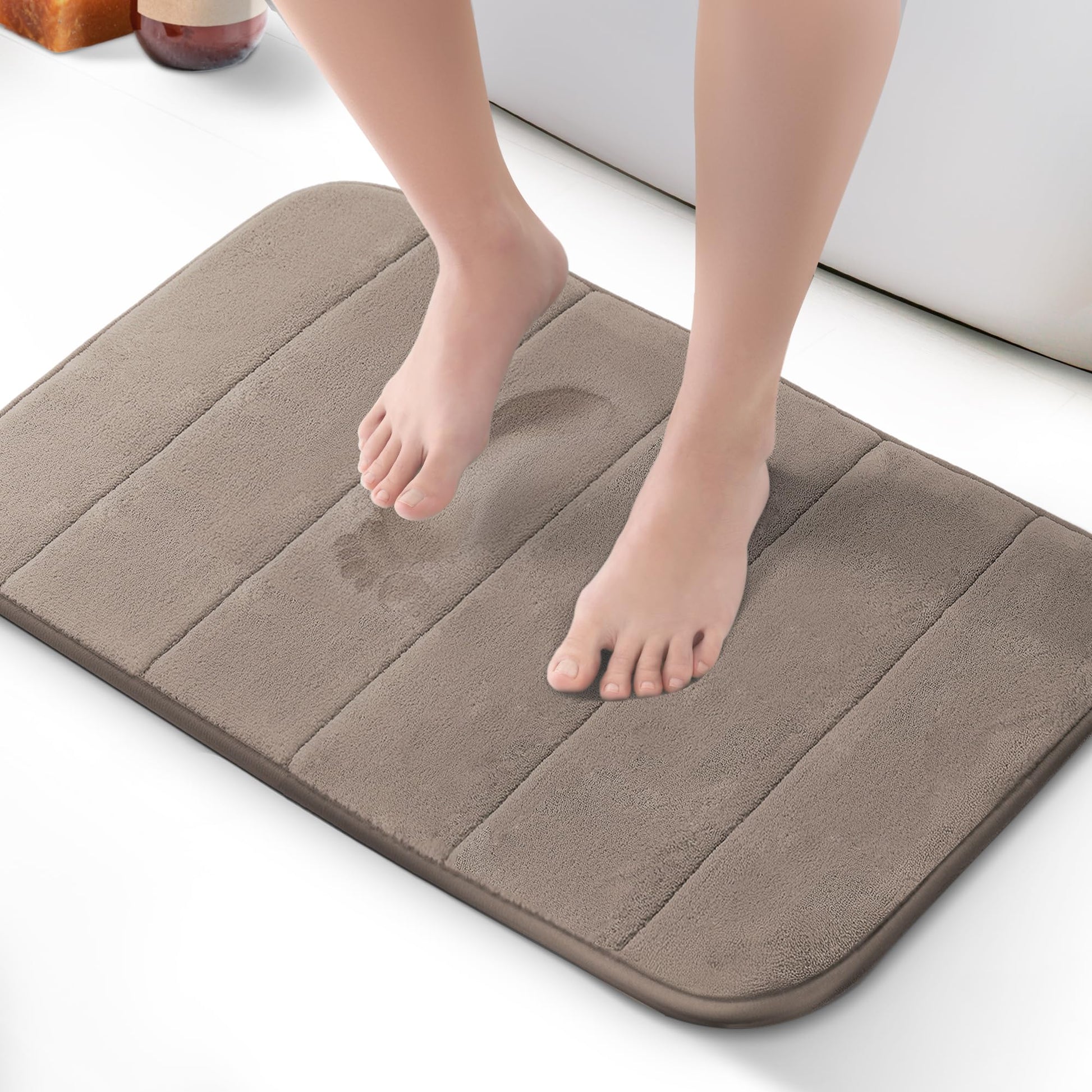 KEPLIN Memory Foam Bath Mat - Ultra-Soft, Highly Absorbent, Non-Slip, Machine Washable - Luxurious Comfort for Home & Bathroom Floors (Light Blue, 40 x 60cm)