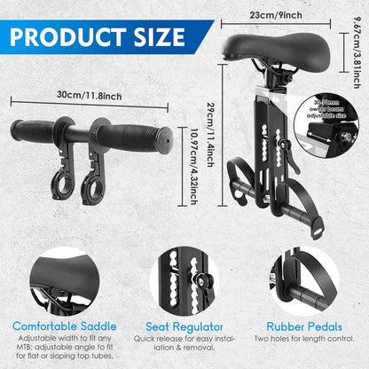 Kids Bike Seats with Bike Handlebars, Safe Child Front Seat Comfortable Front Mounted Bicycle Seats for Children 2-6 Years (up to 30kg) Fits All Mountain Bikes