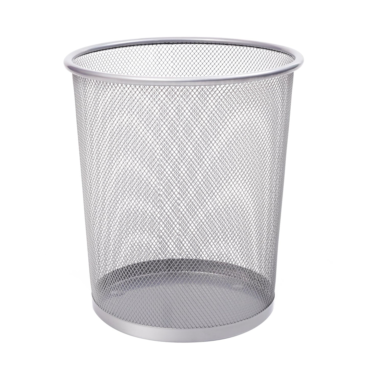 KEPLIN Round Trash Can Bin - 1 Pack Black Non-slip Mesh Bins | Waste Paper Bin | Sturdy Metal Bin Indoor Waste Bin for Home, Bedroom, Office, Bathroom, Living Room, Kitchen