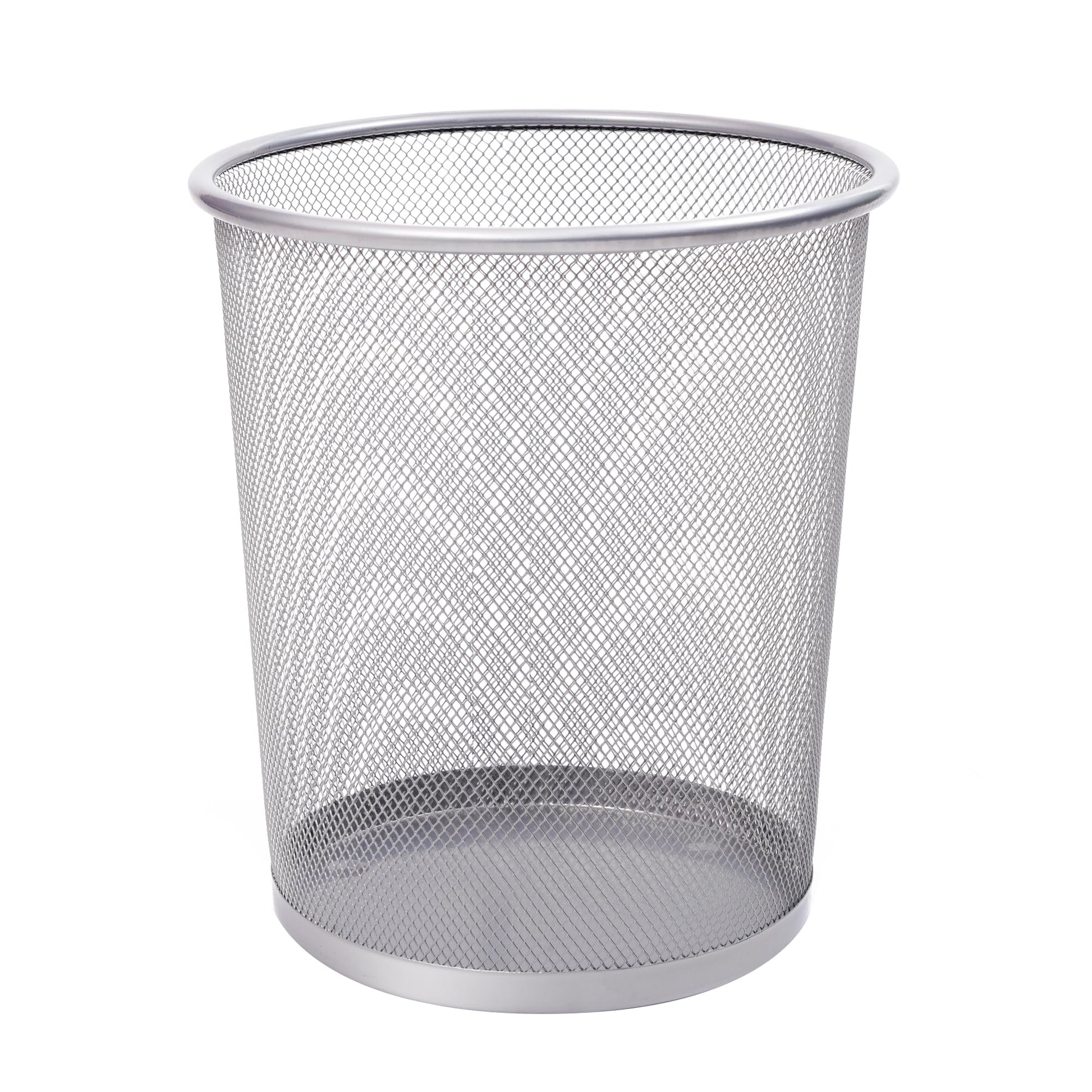 KEPLIN Round Trash Can Bin - 1 Pack Black Non-slip Mesh Bins | Waste Paper Bin | Sturdy Metal Bin Indoor Waste Bin for Home, Bedroom, Office, Bathroom, Living Room, Kitchen