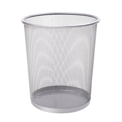 KEPLIN Round Trash Can Bin - 1 Pack Black Non-slip Mesh Bins | Waste Paper Bin | Sturdy Metal Bin Indoor Waste Bin for Home, Bedroom, Office, Bathroom, Living Room, Kitchen