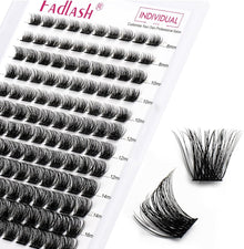 FADLASH Individual Cluster Lashes Extensions 120Pcs 40D 0.07 D Curl 8-16mm Mixed Trays Eyelashes DIY Multiple Shapes Eyelash Customize Your Look at Home for Beginners