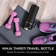 Ninja Thirsti Water Bottle and Flask 709 ML With Leak-Proof Lid, Designed For Carbonated, Hot & Cold Drinks, Ideal For Travel & Sports, Triple Insulated, Stainless Steel Bottle, Black, DW2401EUUKBK