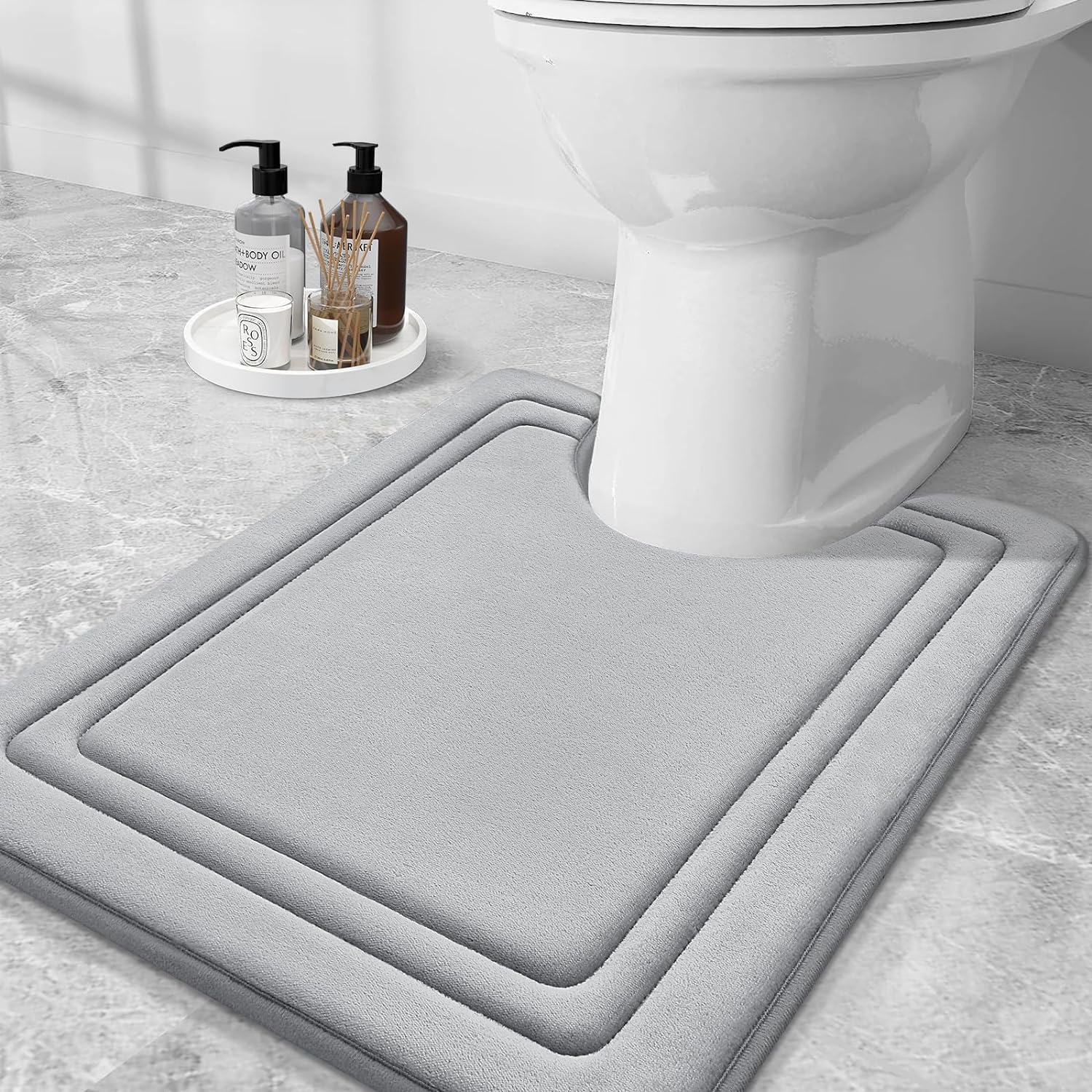 smiry Memory Foam Bath Mat - 40 x 60cm, Non-Slip, Super Absorbent, Comfortable - Machine-Washable Floor Rug, Dark Grey