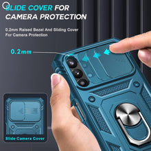 LeYi for Samsung Galaxy A32 5G Case and 2 Tempered Glass Screen Protector with Slide Camera Cover, Ring Holder Full Body Protective Heavy Duty Shockproof Silicone Tough Hard Armour Phone Case,Sea Blue