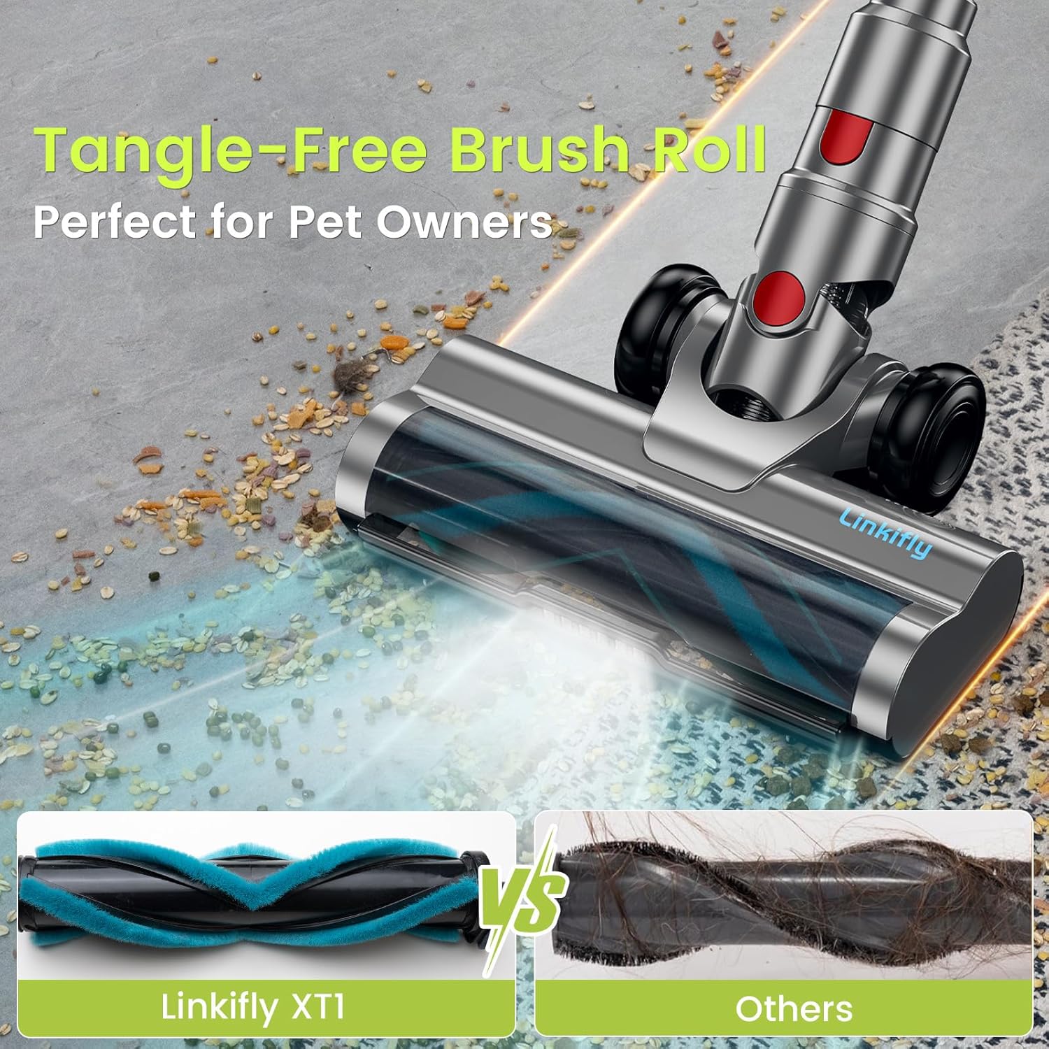 XT1 Cordless Vacuum Cleaner, 48Kpa/550W Powerful Suction with Touch Screen & Anti-Tangle Roller Brush, up to 70 mins Run Time, Stick Vauum Cleaner for for Hardwood Floor Carpet Car Pet Hair