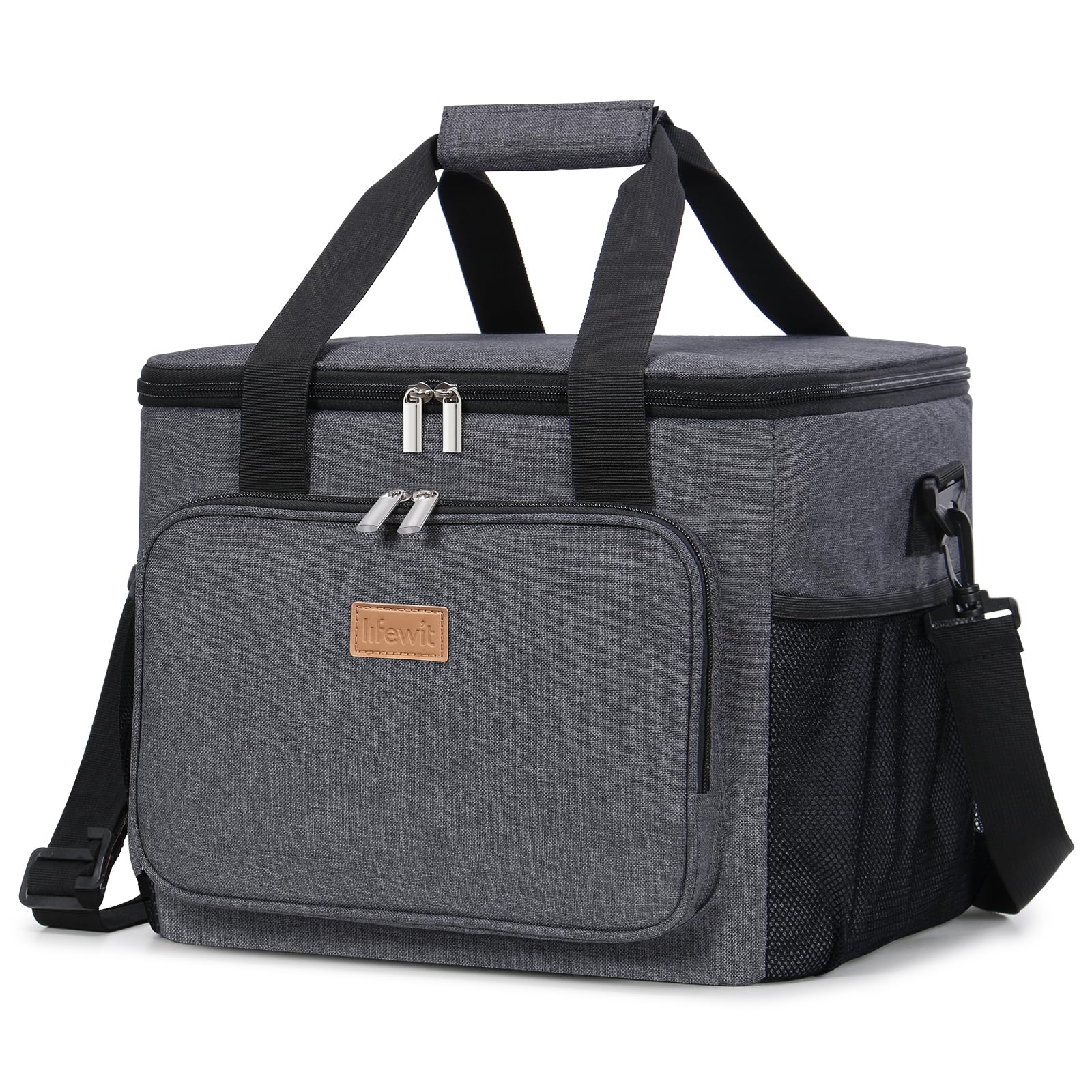 Lifewit 15L (24 Cans) Insulated Lunch Bag, Cooler Bag for Lunch/Work/School/Beach/Picnic (Grey)