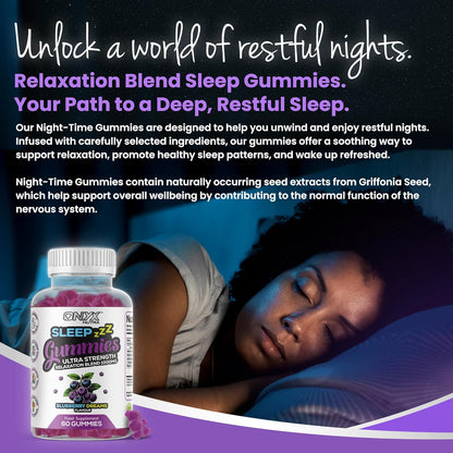 Sleep Gummies with Magnesium | Blueberry Dreams Flavour | Night Bedtime Support | Vegan Chewable Gummys 60 Gummies (30 Servings)