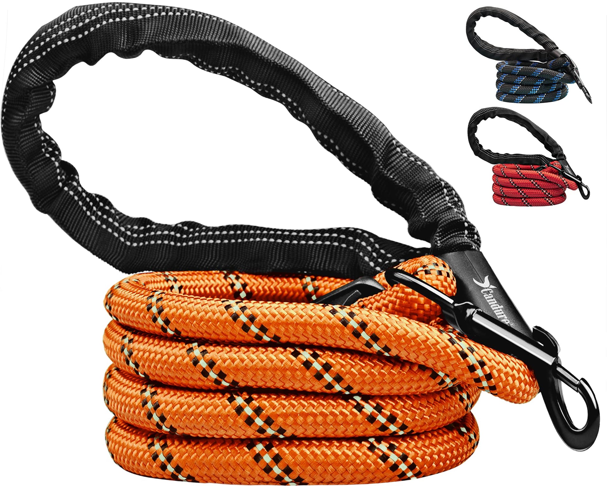 Candure Dog Lead with Soft Padded and Anti Slip Comfortable Rope Handle, 5 FT Strong Dog Leads, Highly Reflective Dog Leash for Puppy, Medium and Large Dogs