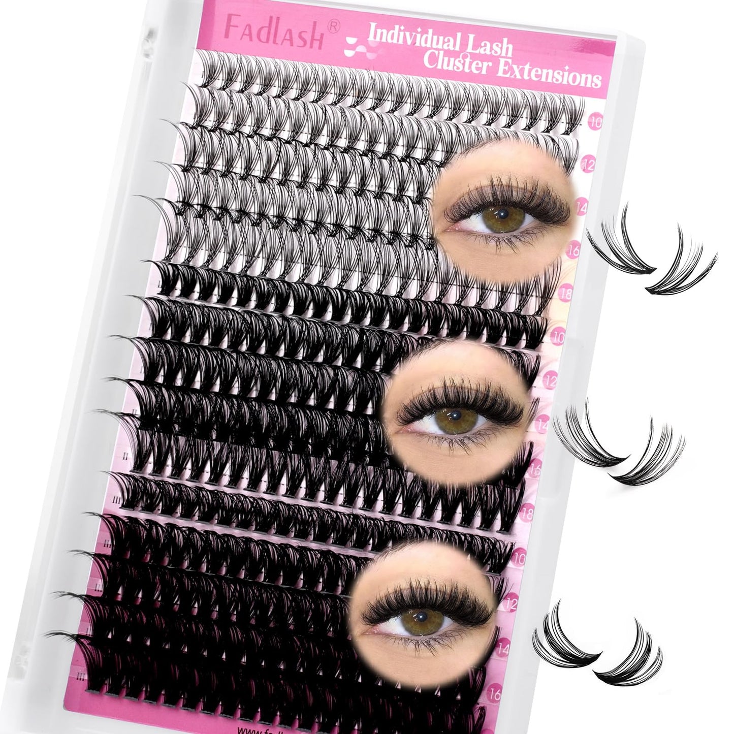 FADLASH DIY Lash Extension Kit Individual Lashes Clusters30P+40P D Curl 8-16mm Lash Bond and Seal, Clusters Lash Glue Remover and Eyelash Tweezers for Eyelash Extensions