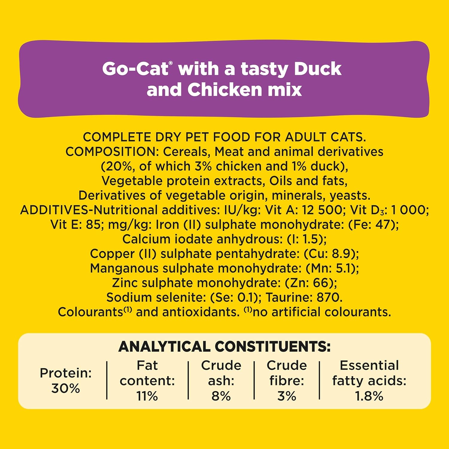 Go-Cat Adult Chicken & Duck Dry Cat Food 10kg (Packaging may vary)