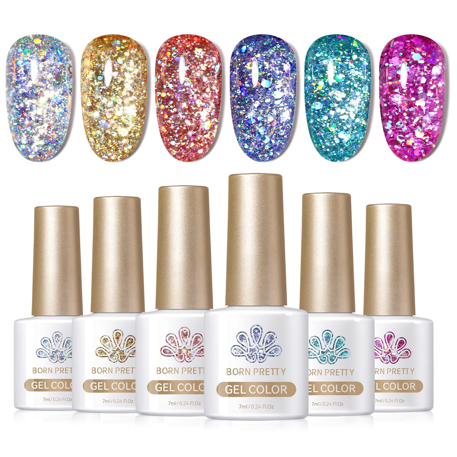 BORN PRETTY 6 Colors Jelly Nude Pink Cat Magnetic Eye Gel Polish Set with Magnet, Soak-Off U V/LED Iridescent Cat Gel for Nail Art Salon DIY Home