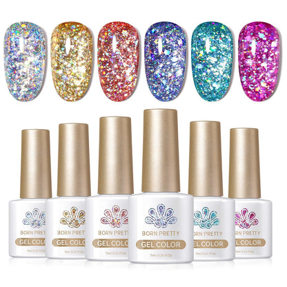 BORN PRETTY 6 Colors Jelly Nude Pink Cat Magnetic Eye Gel Polish Set with Magnet, Soak-Off U V/LED Iridescent Cat Gel for Nail Art Salon DIY Home