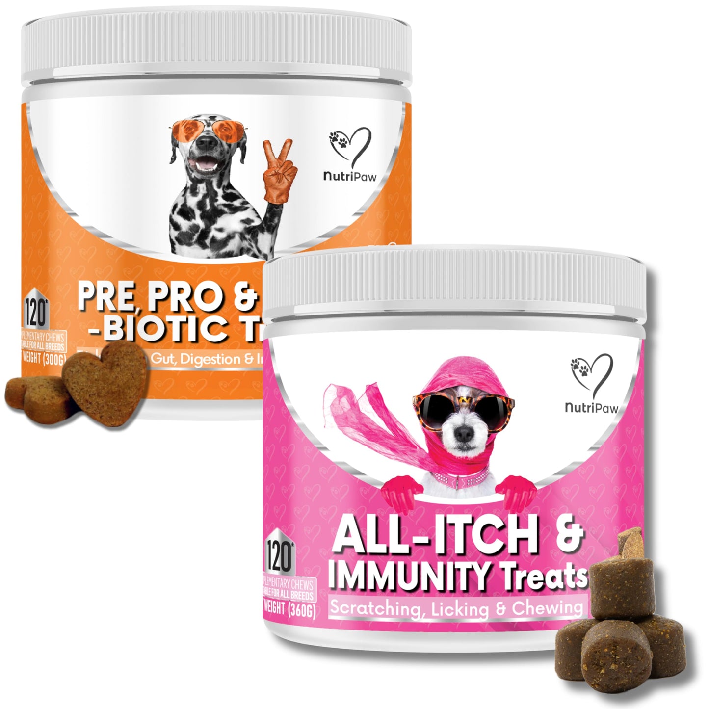 NutriPaw All-Itch Immunity Treats For Dogs - Soothe Itchy Paws, Eyes, Ears, Skin - Stop Itching, Licking, Scratching - Perfect for Small, Medium & Large Dogs - Supports Seasonal Itching