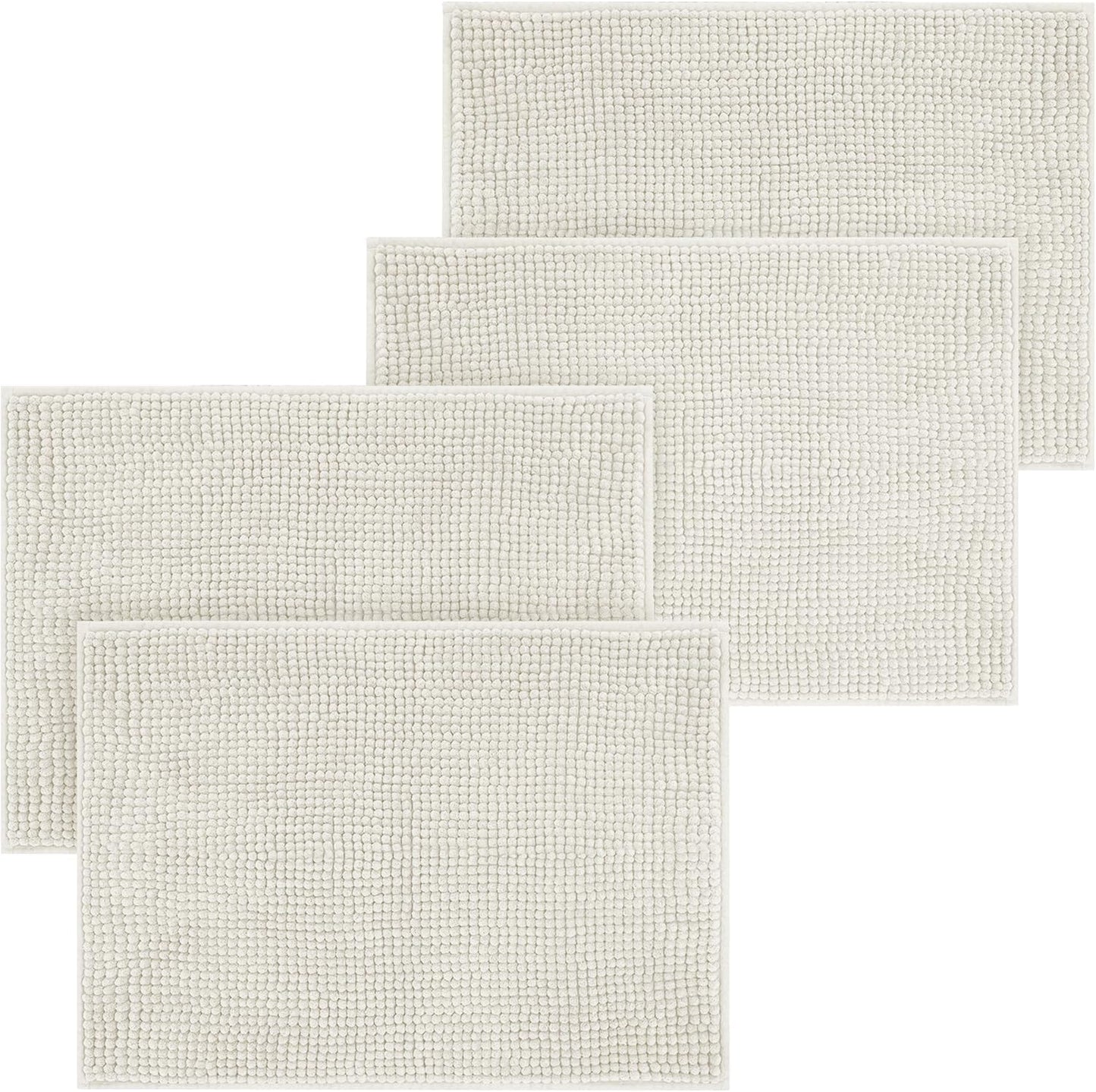 Bath Mat Non Slip Anti Mould 40 x 60 cm – Grey Chenille Bathroom Mat Extra Soft & Fluffy Bathmat Machine Washable Super Water Absorption Shower Mat