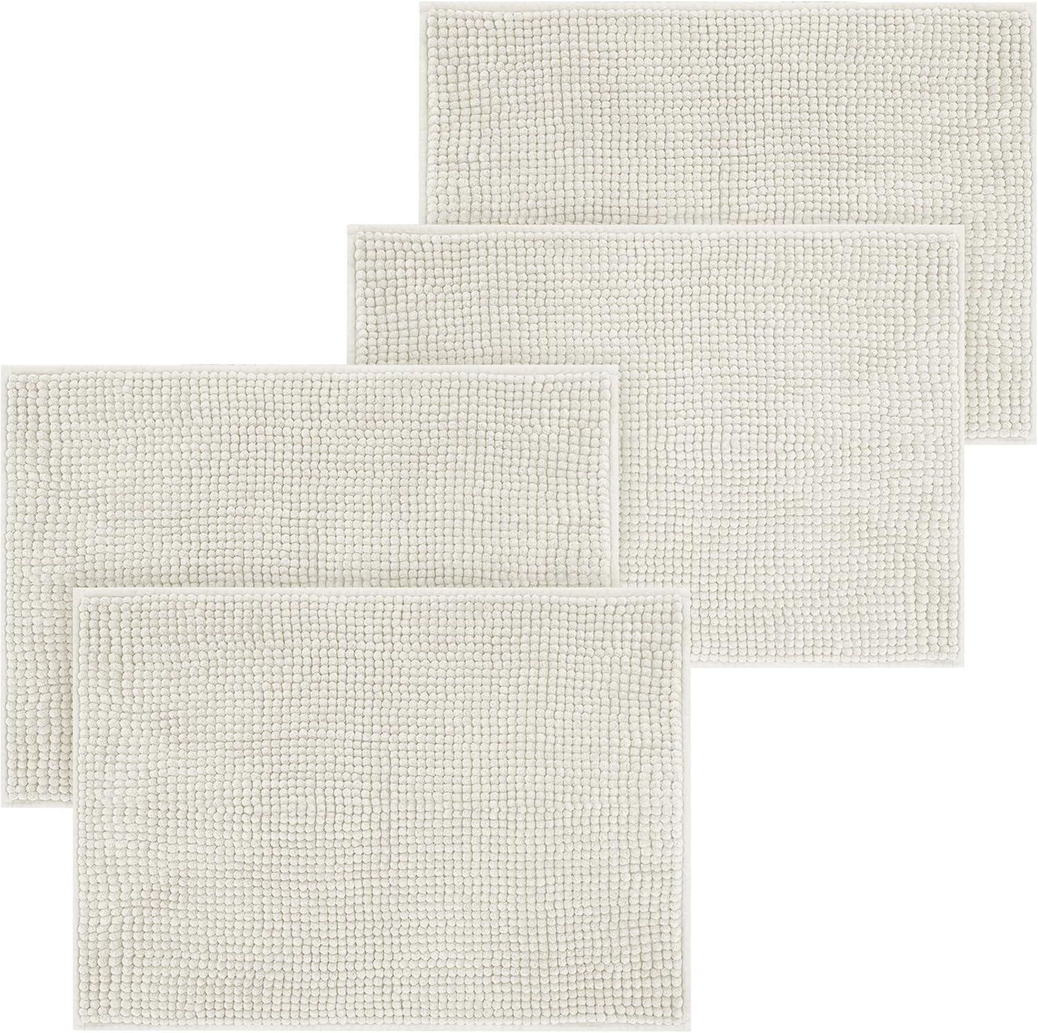Bath Mat Non Slip Anti Mould 40 x 60 cm – Grey Chenille Bathroom Mat Extra Soft & Fluffy Bathmat Machine Washable Super Water Absorption Shower Mat