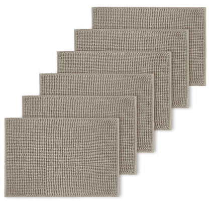 Bath Mat Non Slip Anti Mould 40 x 60 cm – Grey Chenille Bathroom Mat Extra Soft & Fluffy Bathmat Machine Washable Super Water Absorption Shower Mat