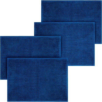 Bath Mat Non Slip Anti Mould 40 x 60 cm – Grey Chenille Bathroom Mat Extra Soft & Fluffy Bathmat Machine Washable Super Water Absorption Shower Mat
